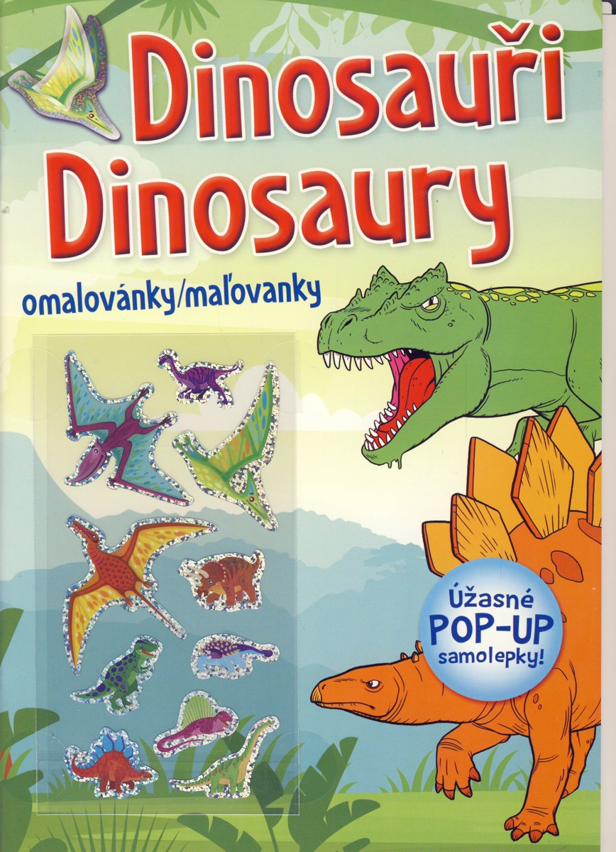 Dinosaui omalovnky,  asn POP-UP samolepky