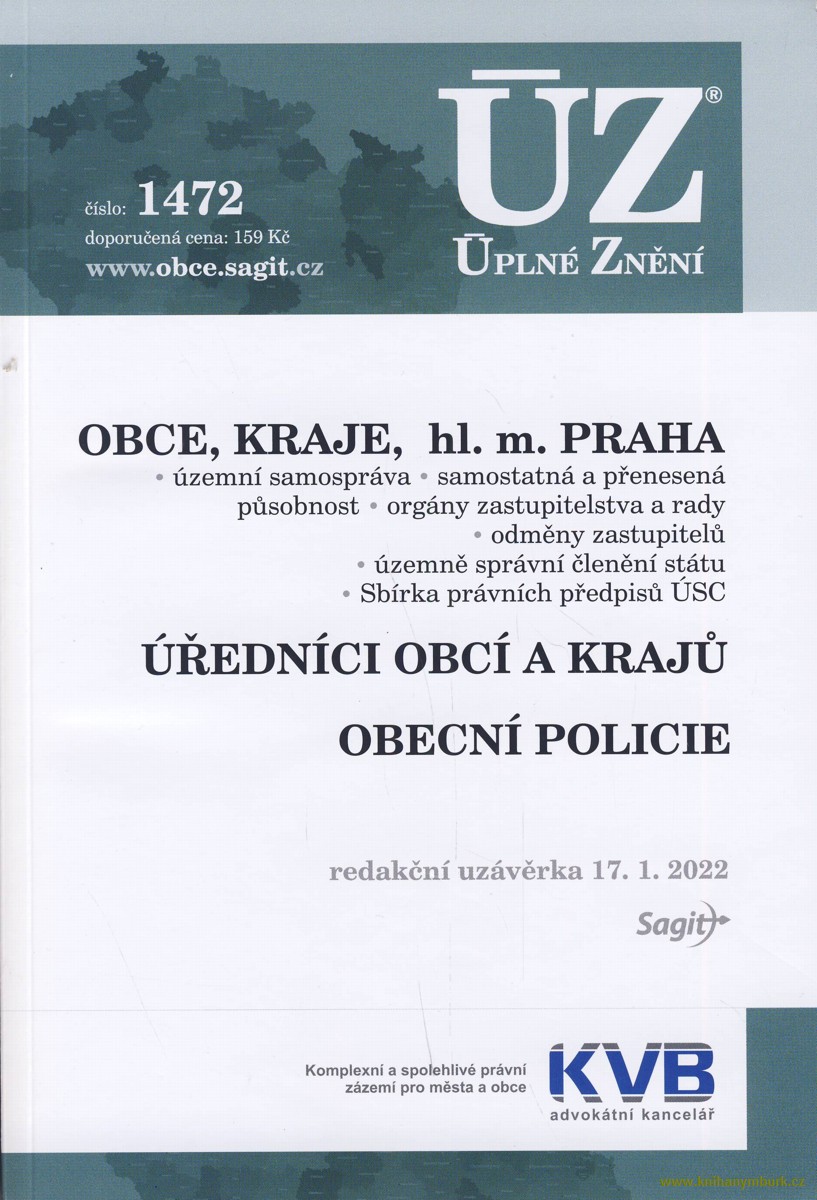 ÚZ 1472 Obce, kraje, hl. m. Praha